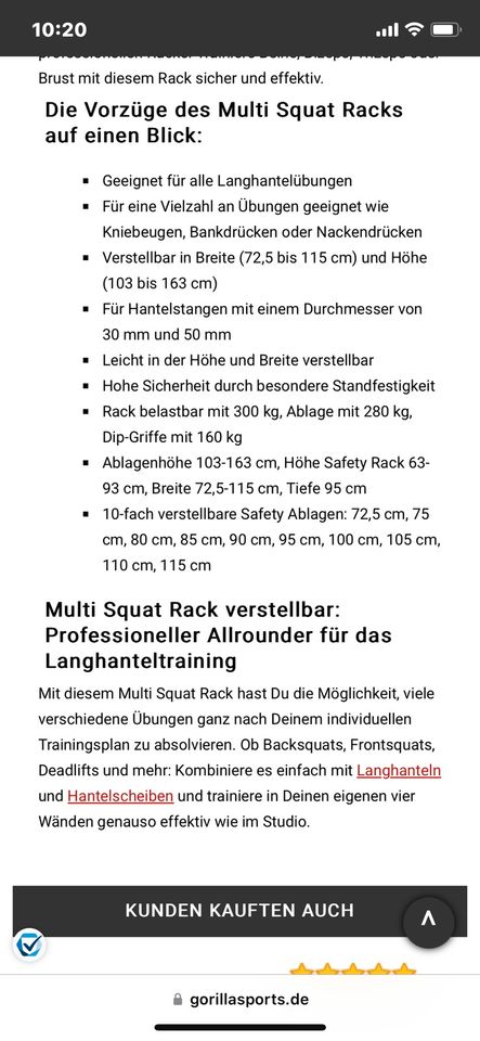 Gorilla Sports verstellbares Multi Squat Rack in Bayreuth
