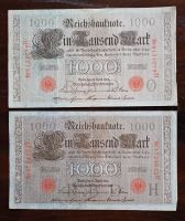 2 x 1000 Reichsmark 21. April 1910 RM Serie E & H rot gestempelt Bayern - Amerang Vorschau