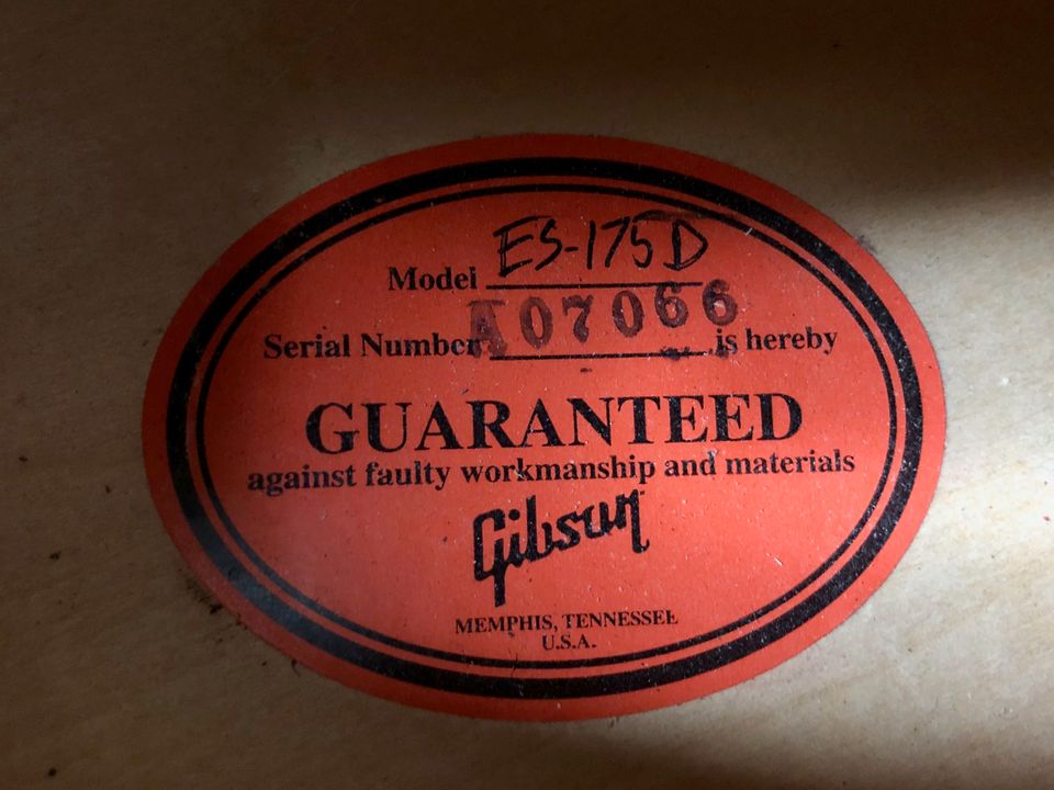 Gibson Custom Shop '59 ES-175D Reissue 2014 Tobacco Sunburst Aged in Kehl