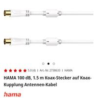 HAMA Antennenkabel 100db 1,5 m weiß Fernsehkabel Rheinland-Pfalz - Koblenz Vorschau