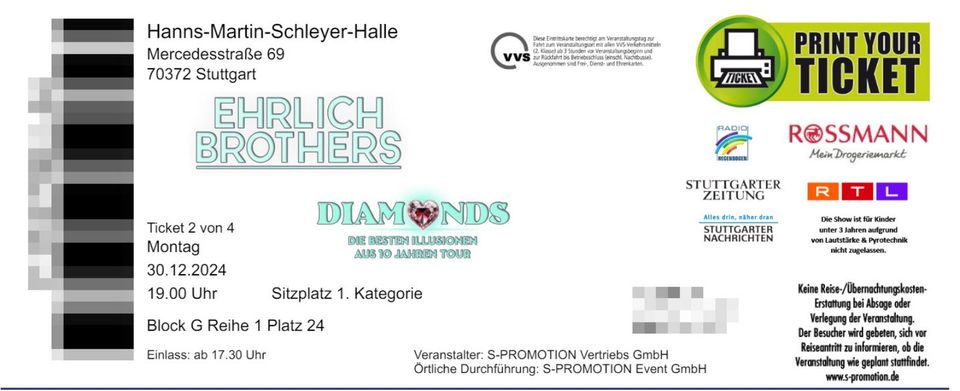 4x Ehrlich Brothers - Diamonds - Stuttgart - 30.12.2024 19 Uhr in Wolfratshausen