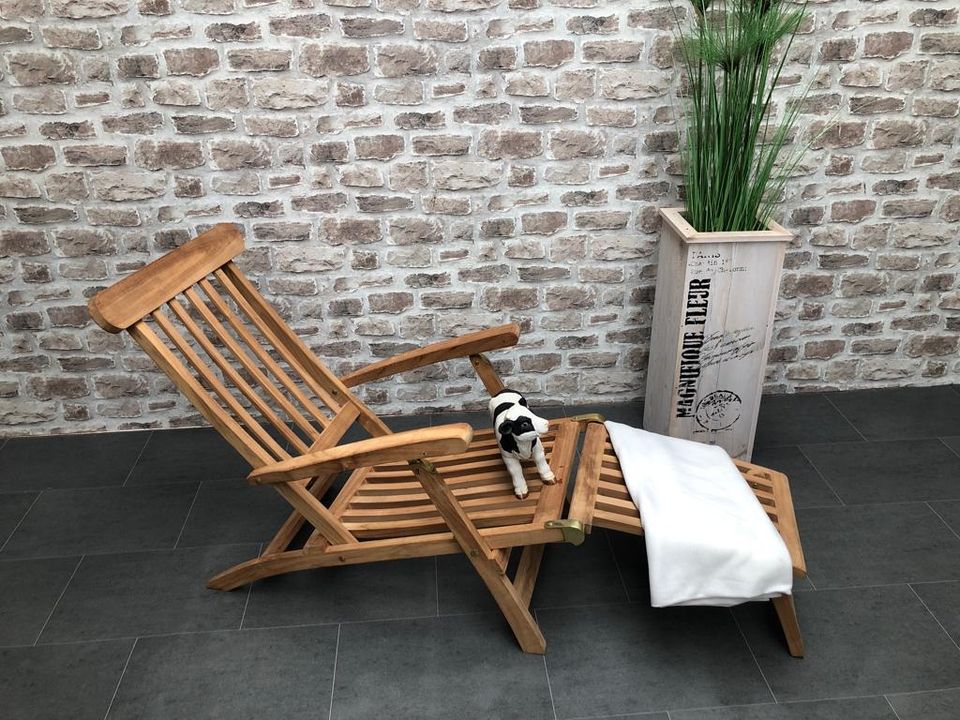 Deckchair ´Knuddelmuff`, Gartenliege Teak Vollholz Neuware in Bad Segeberg