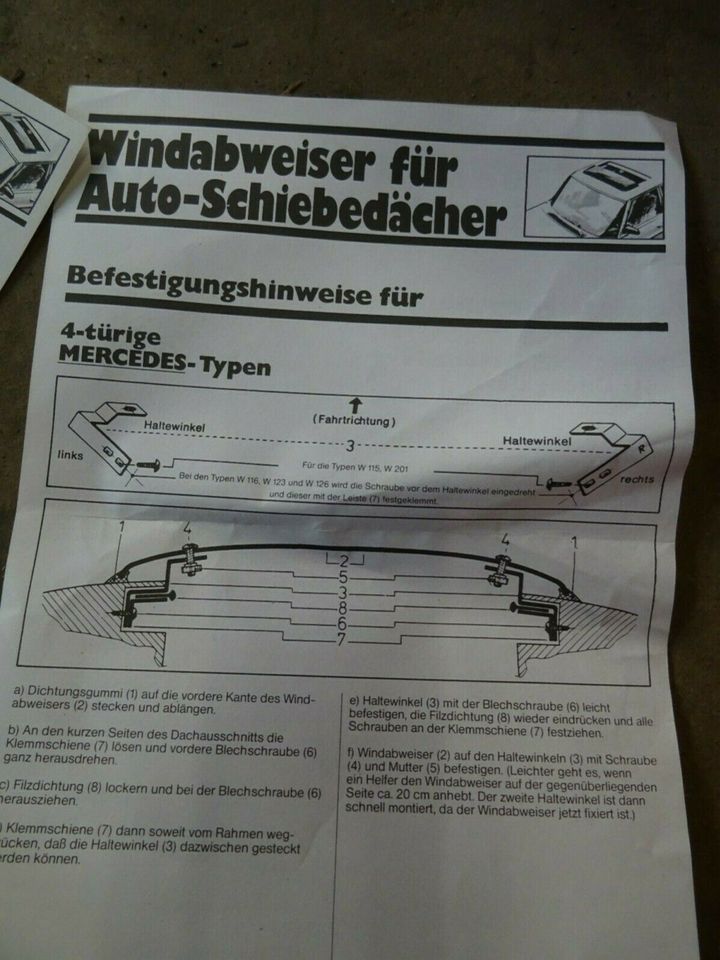 Windabweiser für Auto Schiebedächer , wie Audi 50 , BMW 02 , Merc in Erligheim