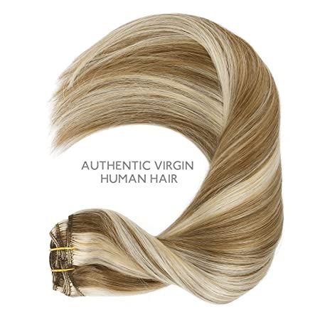 WENNALIFE Clip in Extensions Eechthaar, 35cm 14 Zoll 120g 7pcs As in Körle