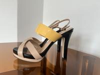High Heel Sandale gelb taupe schwarz Bayern - Johannesberg Vorschau