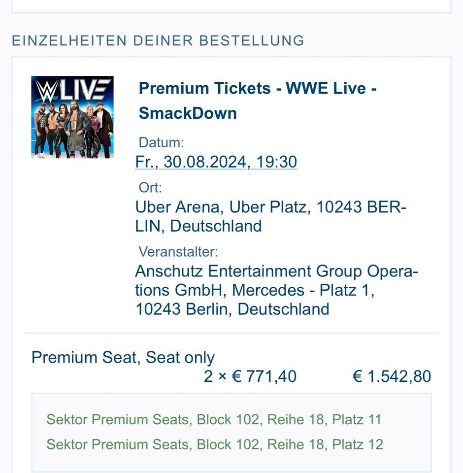 WWE Ticket Smack Down Berlin in Syke