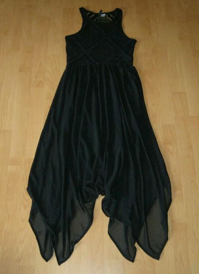 H&M Maxi Kleid Gr.XS/34 Schwarz Spitze asymetrisch Strandkleid in Essen