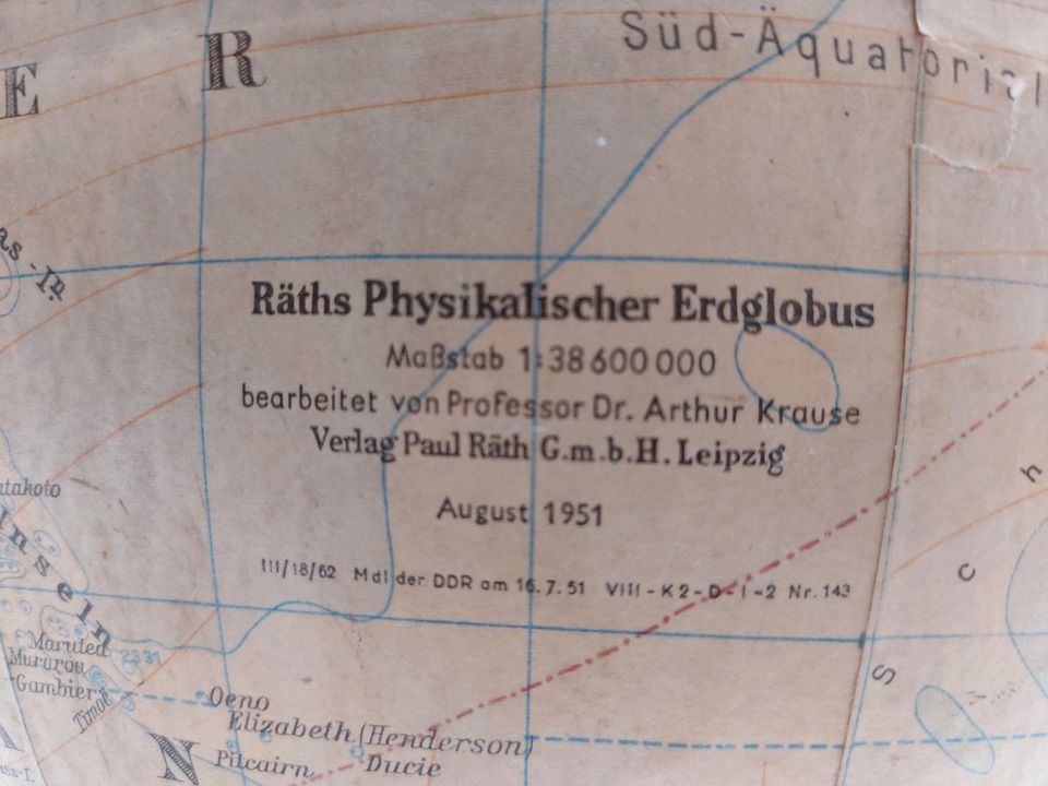 Räths Physikalischer Erdglobus von 1951 in Erfurt