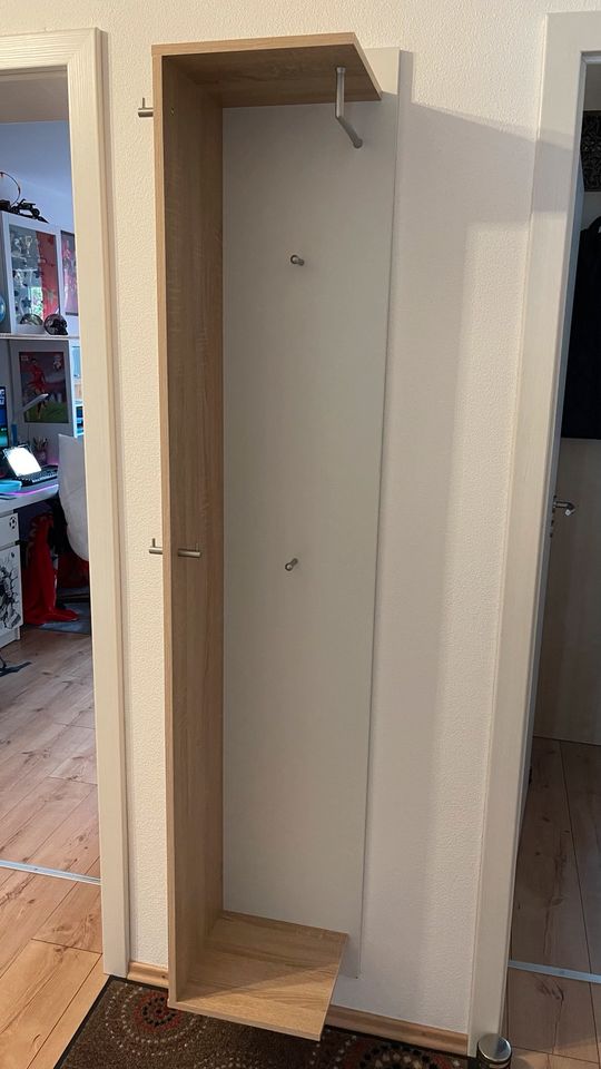 Garderobe   Ca. 38x187cm   Weiß mit Eiche in Essenbach