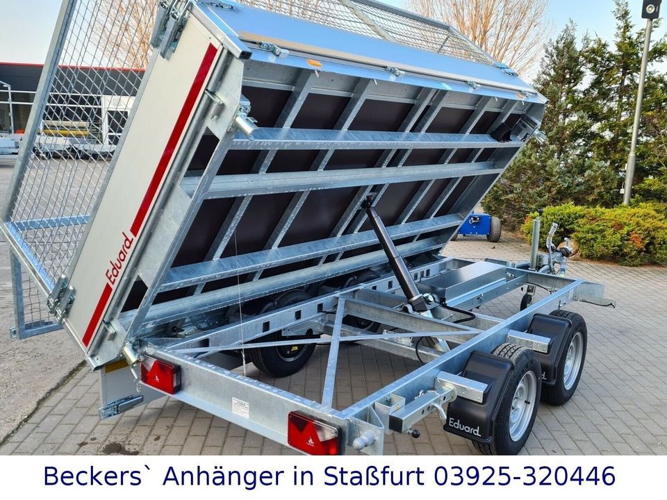 Eduard 3.500kg | 3,30m x 1,80m | elektr. 3-Seitenkipper | Laubgitter & Nothandpumpe | 3318K in Neundorf