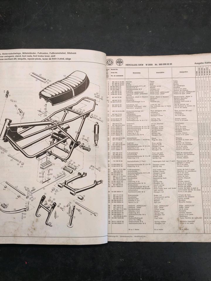 Wankel W2000 Herkules DKW Ersatzteilkatalog in Uder