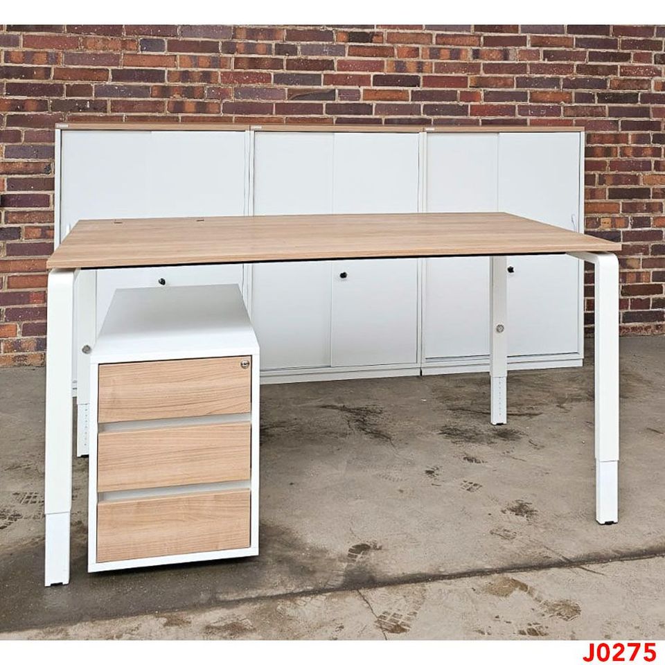 Büromöbel Set PALMBERG Schreibtisch Highboard 3 OH 80 cm weiß in Berlin