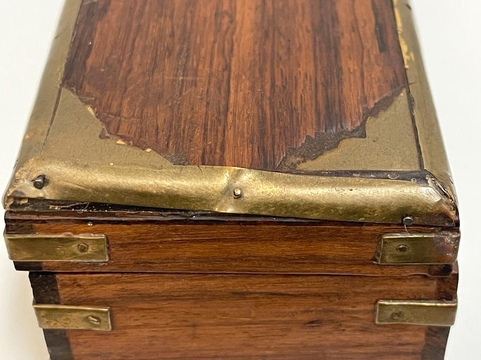 Antique Holz Stiftebox Hülle Stift Box Messing Kiste Defekt in Abstatt