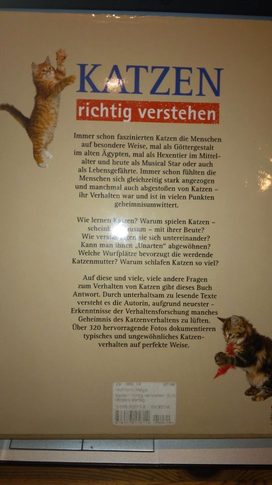 Katzen richtig verstehen.  Helga Hofmann Mosaikverlag 1994 in Oederan