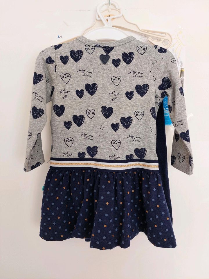 Feetje blau graues Kleid Gr. 80 mit Leggings Baby Mädchen in Kreuztal