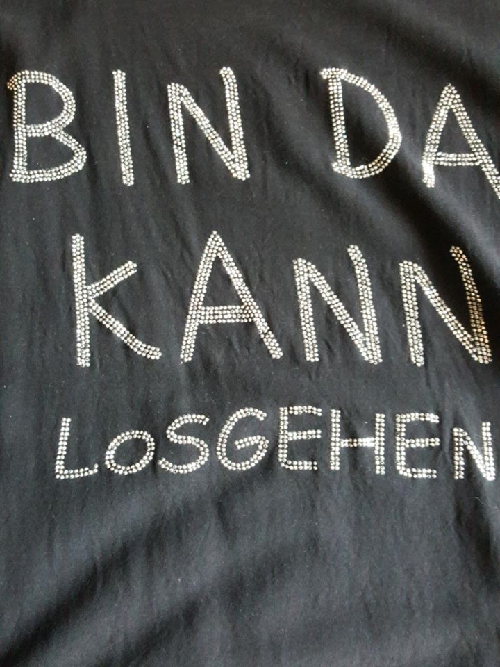 Shirt schwarz Strass wie neu "Bin da kann losgehen" in Bornheim