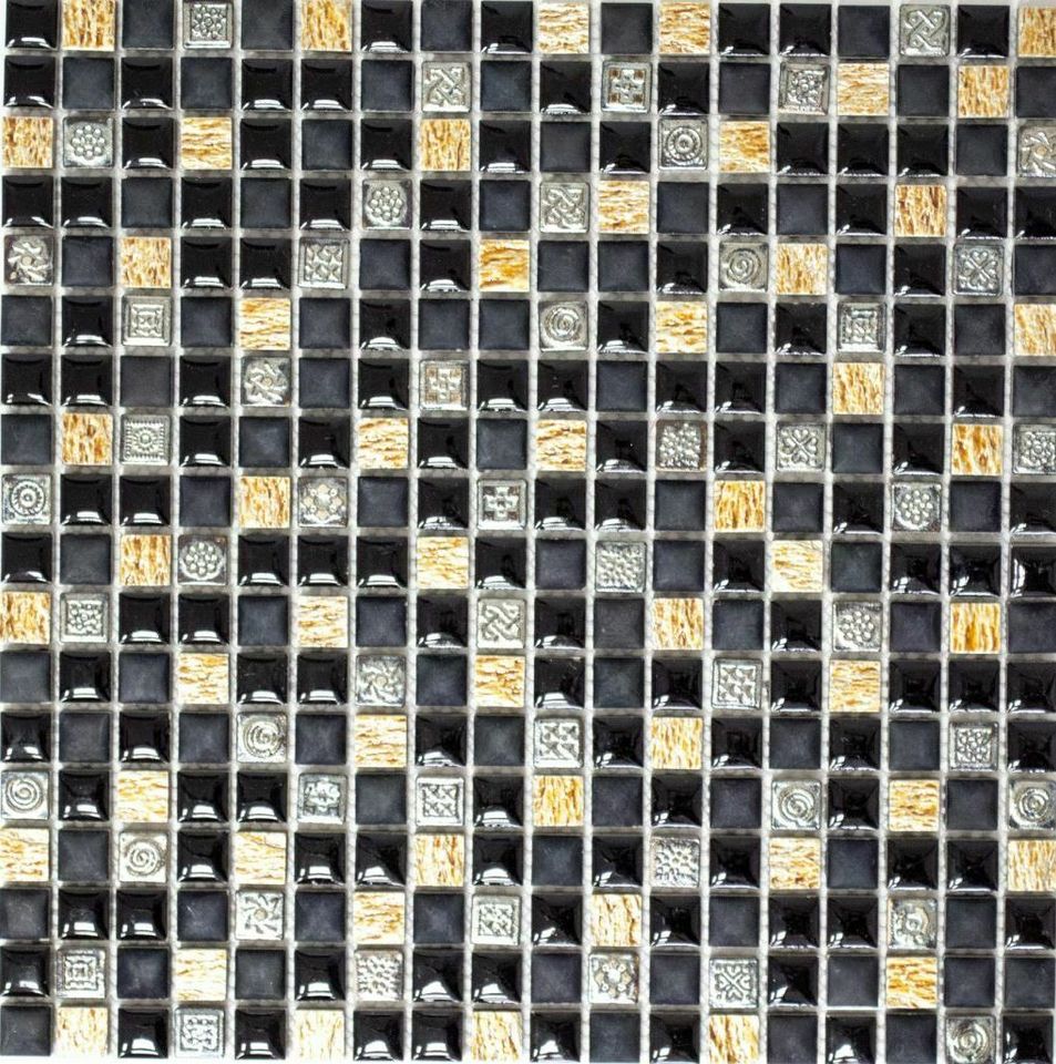 Glasmosaik Edelstahlmosaik Mosaikfliese Grün Silber Weiß Schwarz in Ebrach