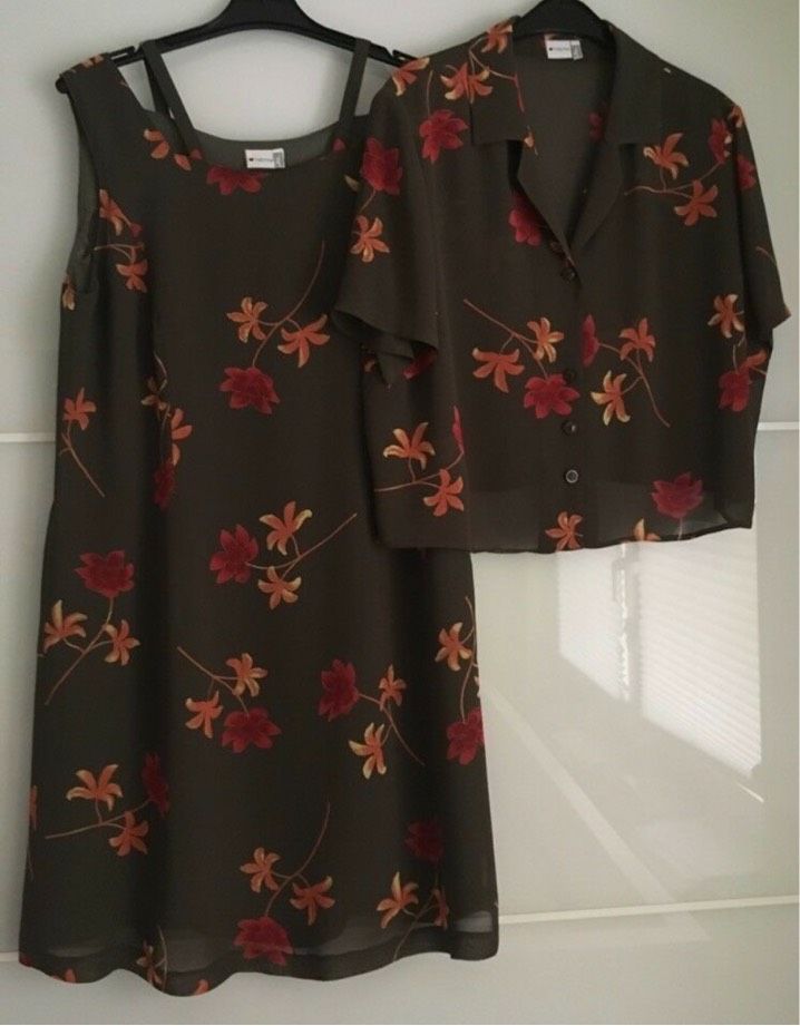 Sommerkleid Damen Kleid Bolerojacke Gr. 46 FABIANI grün Blumen in Wuppertal