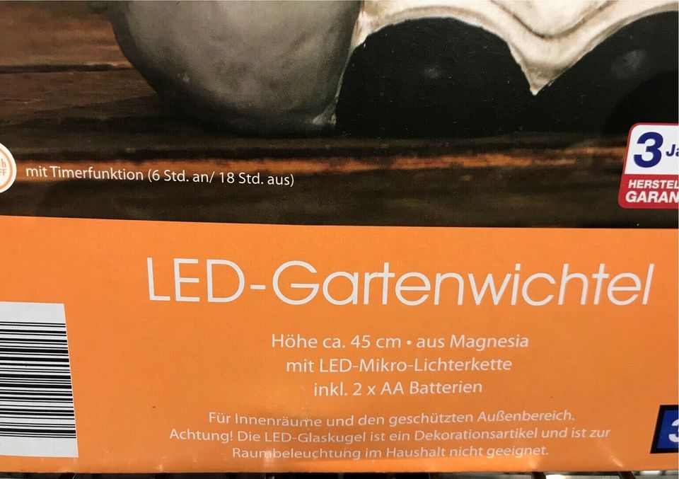 LED Gartenwichtel 45 cm Timerfunkt. Wichtel Weihnachten Geschenk in Halle