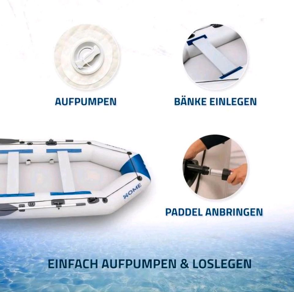 Schlauchboot-Set Motor 2 Paddel,Reparatur-Kit Tasche Pumpe in Hanau