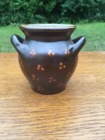 Kleine handgetöpferte Vase 8cm braun/orange gepunktet Vintage Bayern - Dießen Vorschau