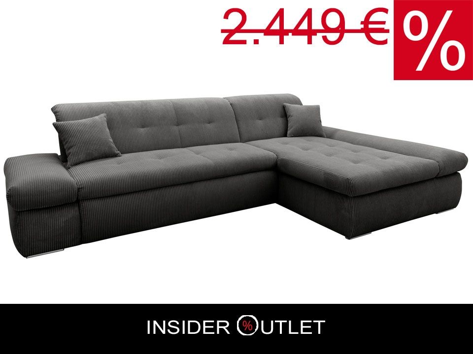 Ecksofa Cord Grau ★ 300x172cm Schlaffunktion Cordsofa Schlafsofa in Köln