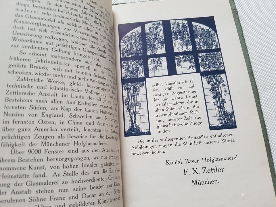 Werbepublikation Franz Xaver Zettler Zeichner Glasmaler München in Kurort Seiffen