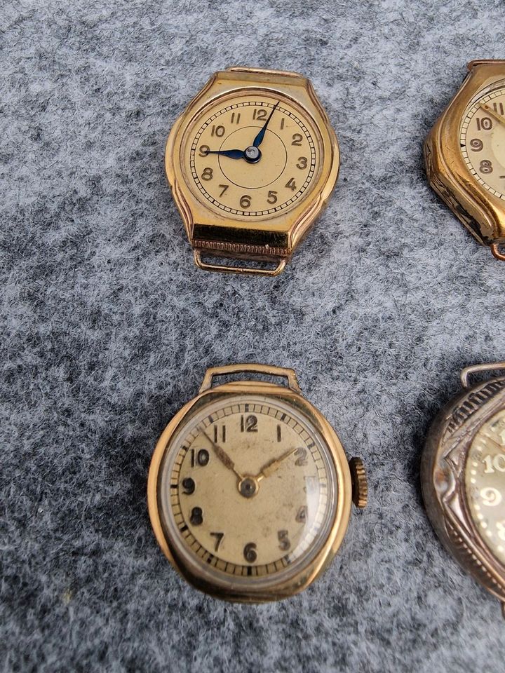 Konvolut 6x Vintage Uhrwerke Uhr GOLD Armbanduhr Taschenuhr ANTIK in Warendorf