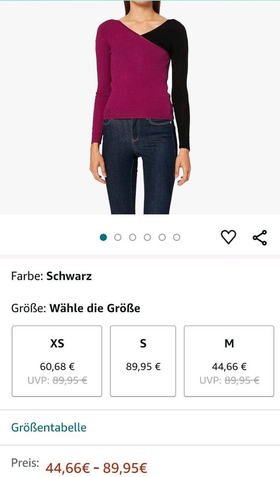 Neu Desigual Langarmshirt One-shoulder Gr. XS schwarz pink Strick in Wetschen