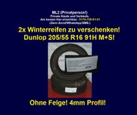 2x Winterreifen Dunlop 205 55 R16 M+S 16" Zoll ohne Felge Abholun Rheinland-Pfalz - Bad Sobernheim Vorschau