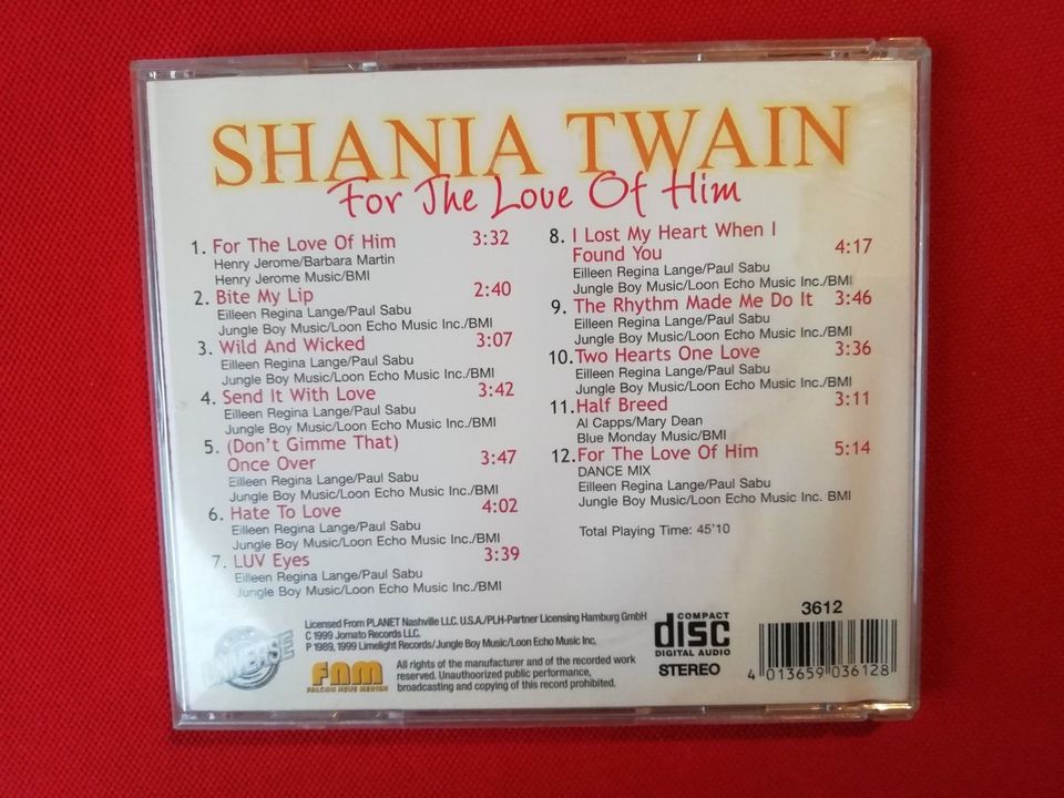 CD  "  Shania Twain  "  For The Love Of Him in Buggingen