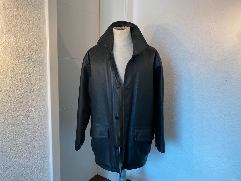 Schwarze Lederjacke Vintage Ledermantel M / L /52 echt Glattleder in Köln