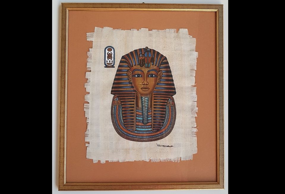 Tutanchamun Ägypten Papyrus Bild gerahmt  39x34 cm NW in Bayreuth