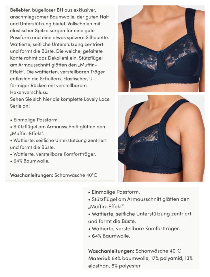 Lovely Lace Support BH Bügellos 110 F Blau Baumwolle Miss Mary in  Brandenburg - Brandenburg an der Havel | eBay Kleinanzeigen ist jetzt  Kleinanzeigen