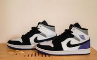 Air Jordan 1 Mid – Weiß/Lila/Grau – Top Zustand – Größe 40 Mitte - Wedding Vorschau