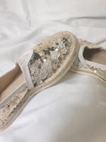 Slippers Espadrilles Plateau 2cm Pailletten Gold/Weiß Gr.39 Nordrhein-Westfalen - Siegen Vorschau