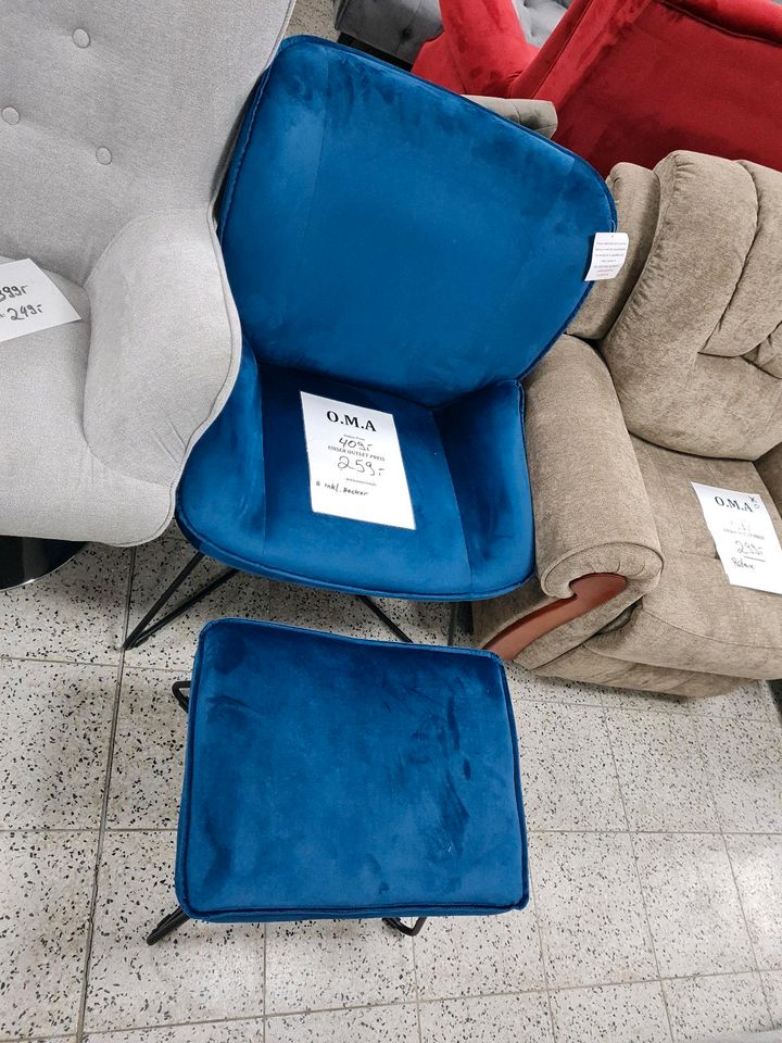 Sessel Ohrensessel mit Hocker Möbel UVP 409€ in Herbstein