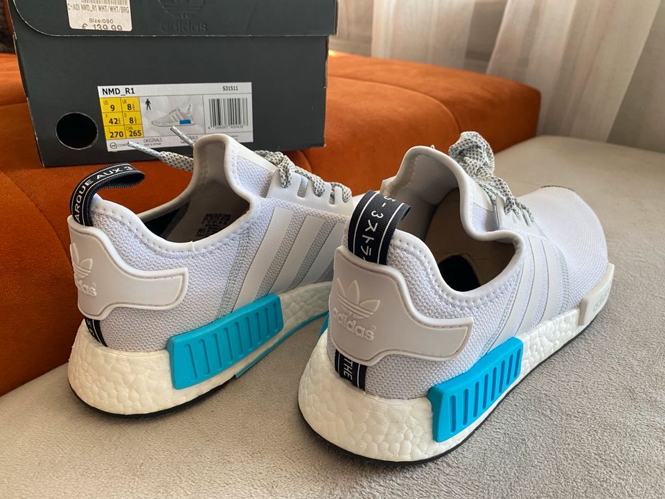 Adidas NMD R1 exklusiven Farbe Bright Cyan Gr. 42 2/3 Schuhe in Weinstadt