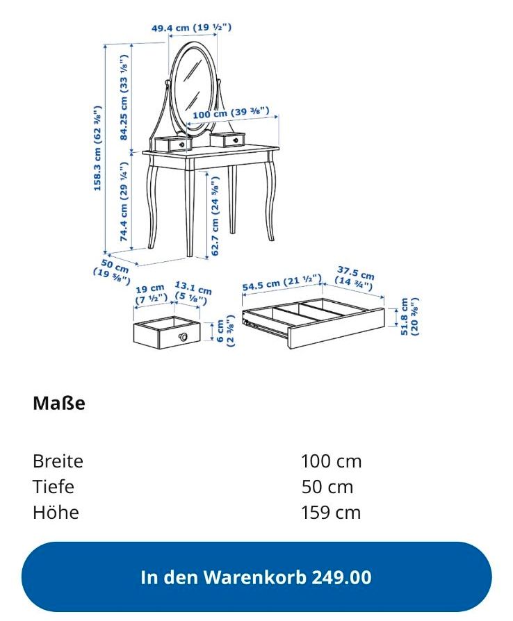 Ikea Hemnes Frisiertisch/Schminktisch in Herne