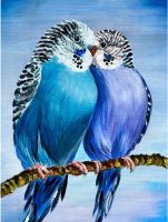 Acryl Bild Wellensittiche Vögel Papageien Gemälde Malerei Kunst Nordrhein-Westfalen - Menden Vorschau