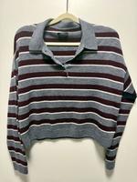 Massimo Dutti Pullover Poloshirt  Strick M dunkelrot grau Wolle Blumenthal - Farge Vorschau