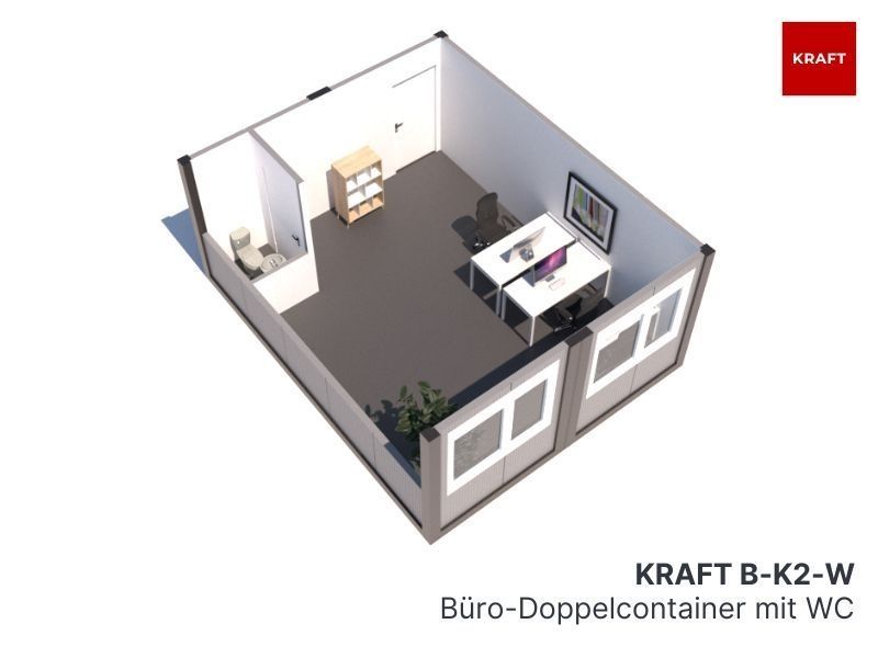 Bürocontainer Doppelcontainer mit WC / Toilette (NEU) 605x490 cm in Kaiserslautern