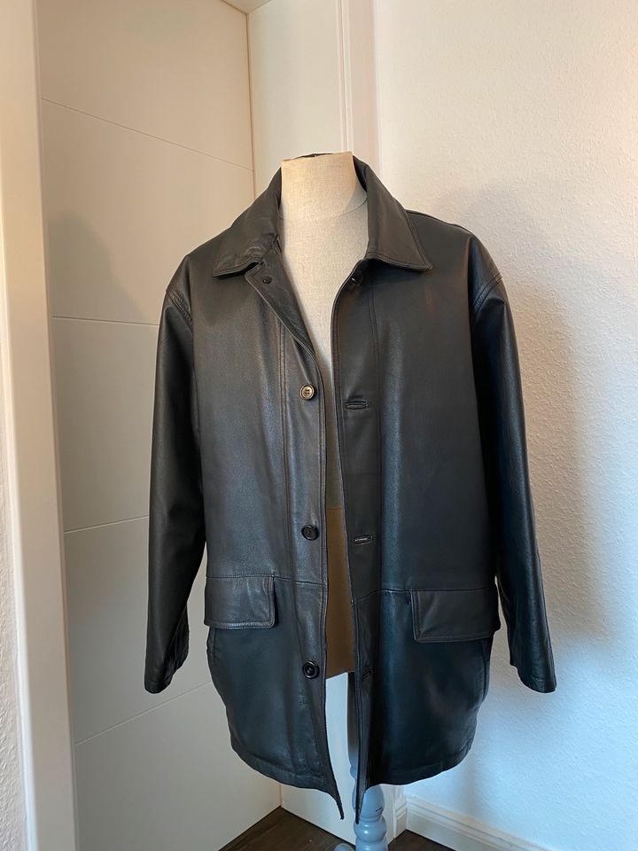 Schwarze Lederjacke Vintage Ledermantel M / L /52 echt Glattleder in Köln