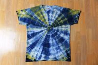 Batik T-Shirt Hemd Herren - Tie Dye - Klassik dunkelblau gelb 1 L Rheinland-Pfalz - Trier Vorschau