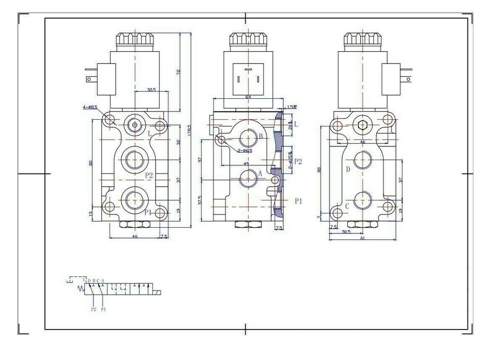 Hydraulik Magnetventil 6/2 Wege 60L 12VDC Wegeventil verzinkt in Sachsenheim