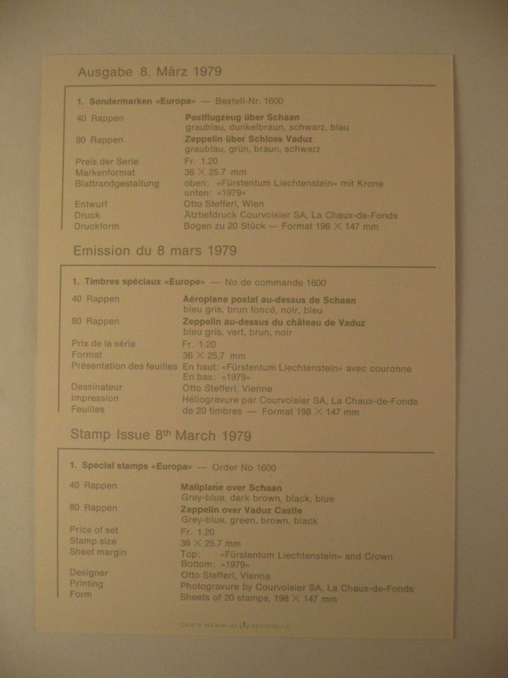 2 Liechtenstein Maximumkarten 1979, Nr. 6 Europa 1979, CEPT in Bamberg