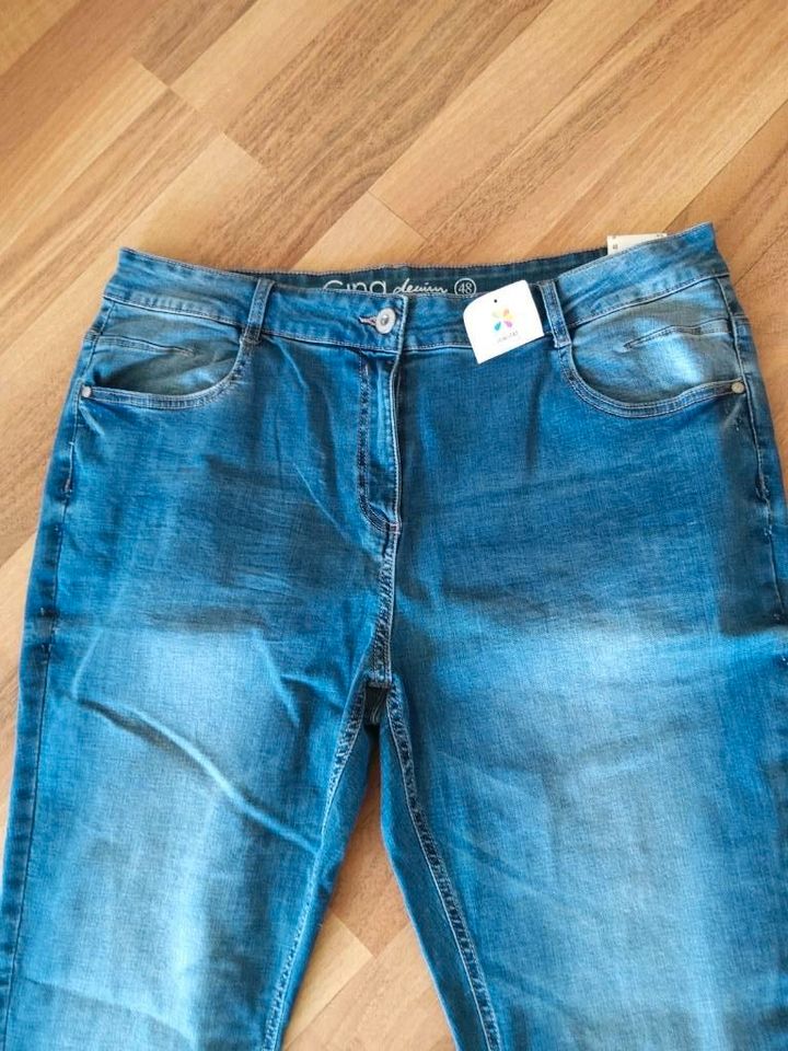 Jeans, Hose Gr. 48, hellblau, Denim slim, Gina,  NEU mit Etikett in Ense