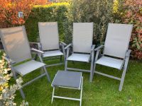 4 Gartenstühle + Polster + Hocker, Hochlehner, Alu anthrazit grau Nordrhein-Westfalen - Salzkotten Vorschau