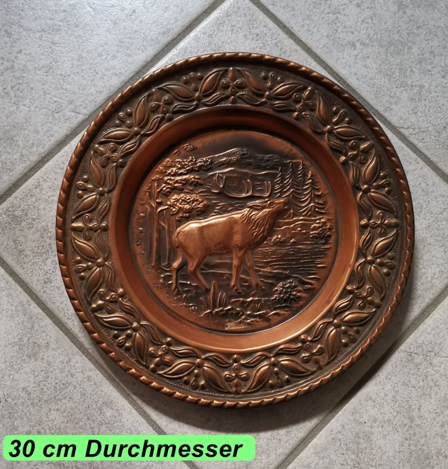 Kupferteller Hirsch Wandteller Teller aus Kupfer Zierteller 30 cm in Limburgerhof