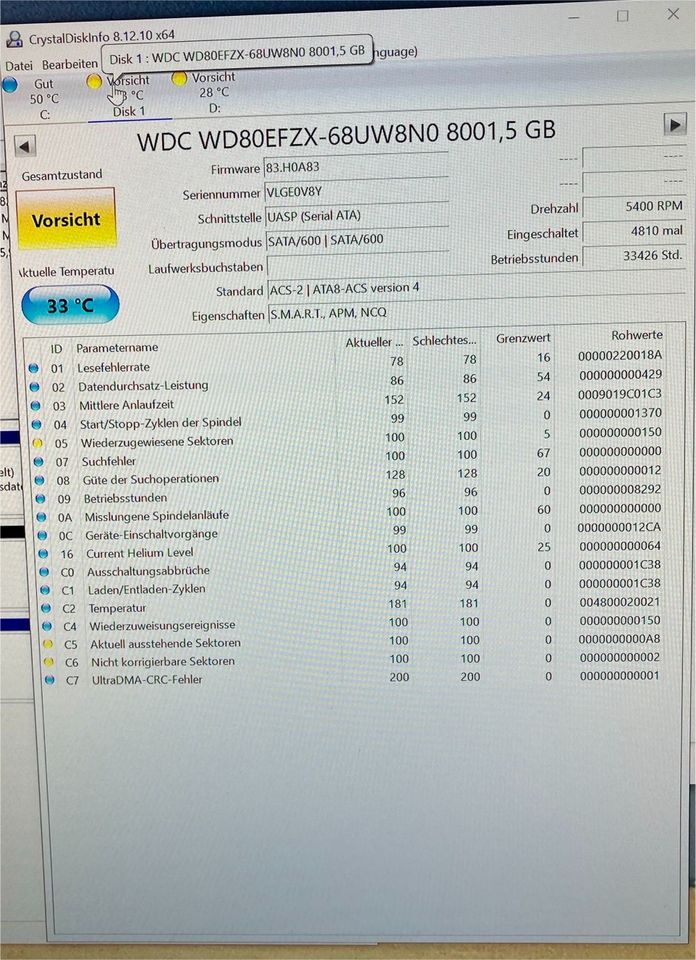 WD Red 8 TB Festplatte 3,5 Zoll in Rodgau